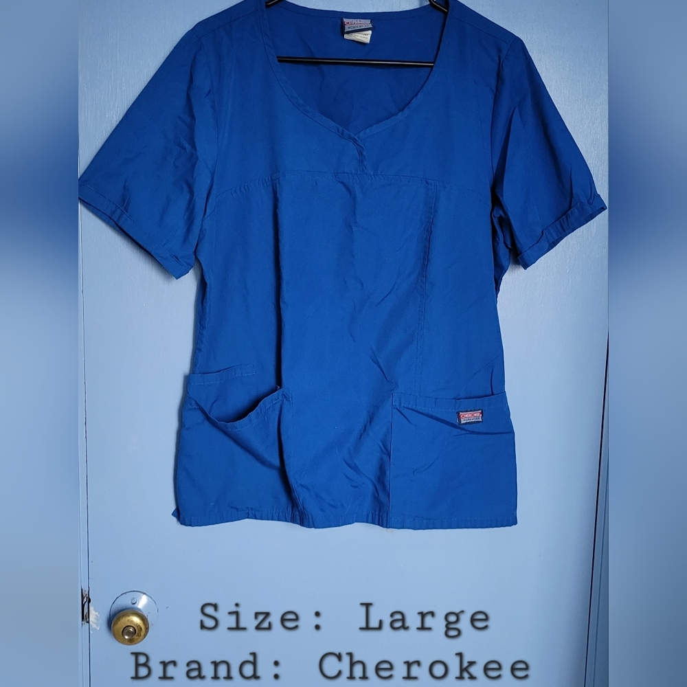 Cherokee Scrub Top: Large/Blue
